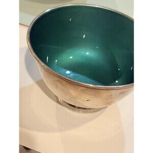 Towle Silverplate 6”Serving Bowl w Enamel Insert Stainless Steel Teal Green 5002